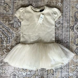 NWT GAP Baby 18-34 mo Cream tutu tulle knit dress